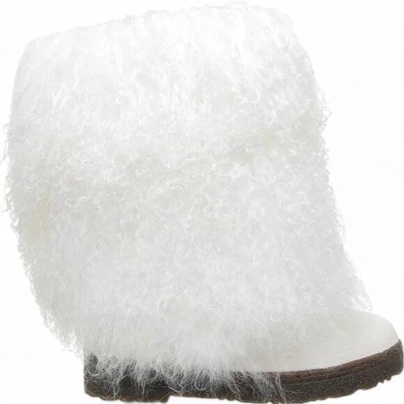Bearpaw Boetis II White Curly Lamb Fur Sheepskin Lined Mongolian Sherpa Boots 7 - Picture 2 of 10